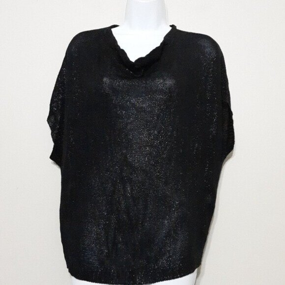 Vince sweater top women XS open knit black shiny pull on casual event lagenlook - Picture 4 of 7